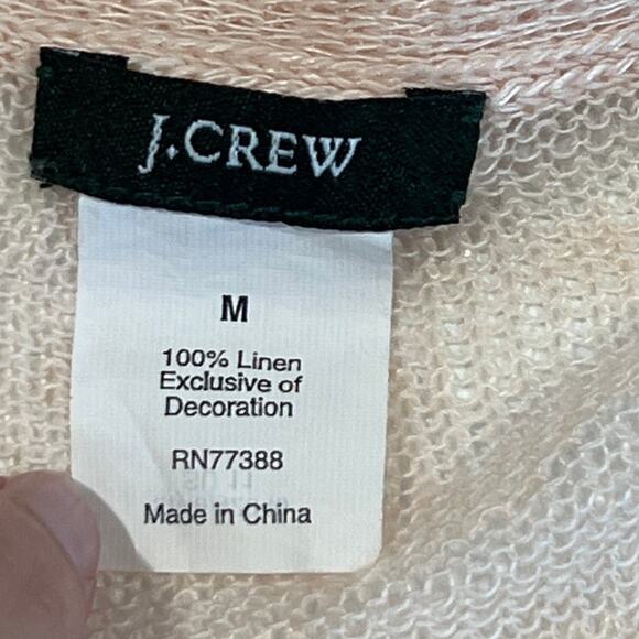 J Crew Sheer Pastel Pink 100% Linen Cardigan Sweater Women's Size M Quiet Luxury - Picture 4 of 8